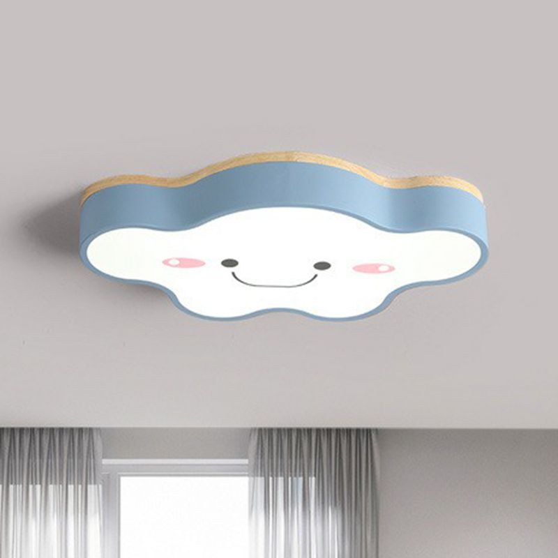 Cartoon Smiling Cloud LED Flush Mount Lighting Acrylic Kids Bedroom Flush Mount Ceiling Light