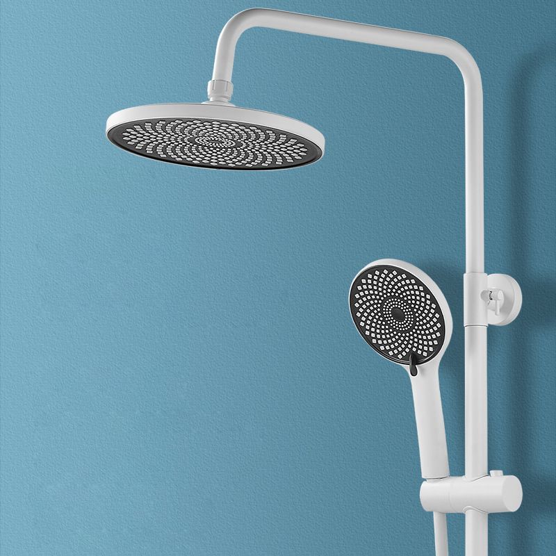 Wall Mounted Shower Arm Shower Faucet in White Metal Shower System Adjustable Water Flow