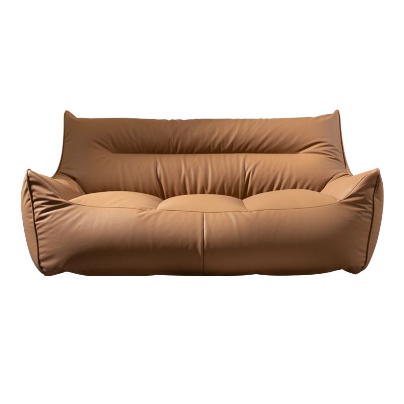 Modern Faux Leather Pillow Top Arm Sofa Sewn Pillow Back Sofa for Apartment