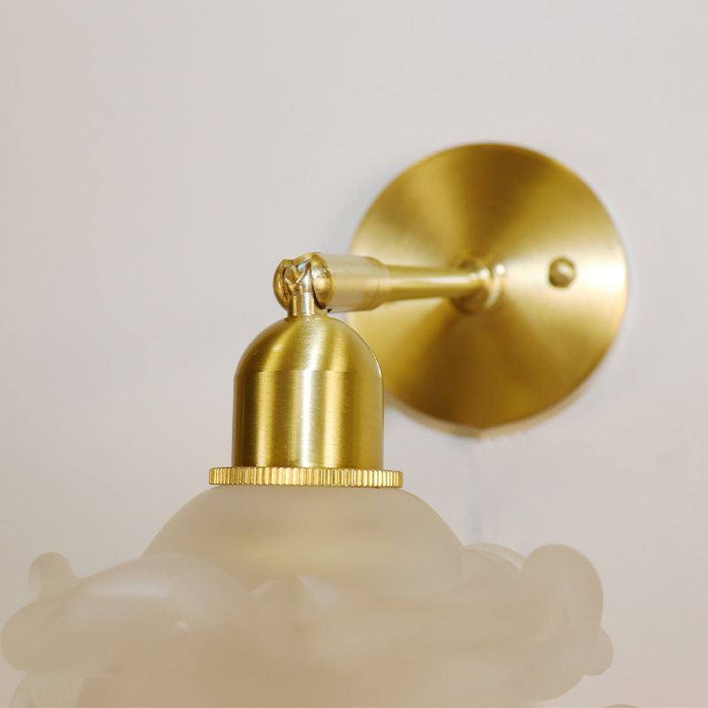 Modernism Glass Shaded Wall Light Golden Metal Lighting for Home