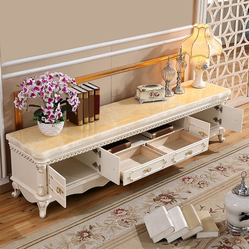 Glam 2 Drawers TV Media Stand Solid Wood Media Console TV Stand