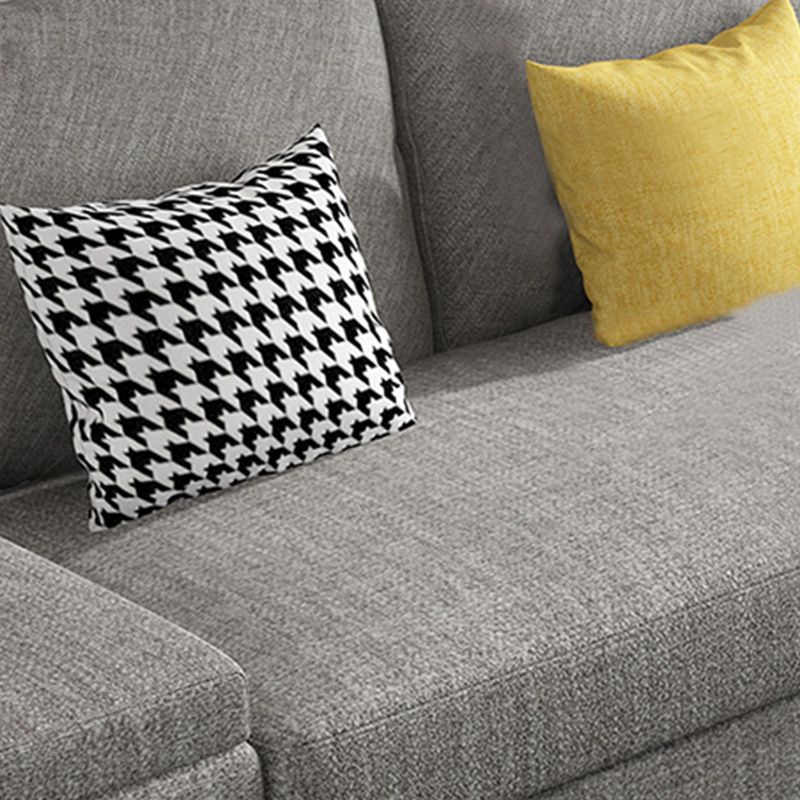 Stationary with Storage Slipcovered Square Arm Gray Cushions Sofa