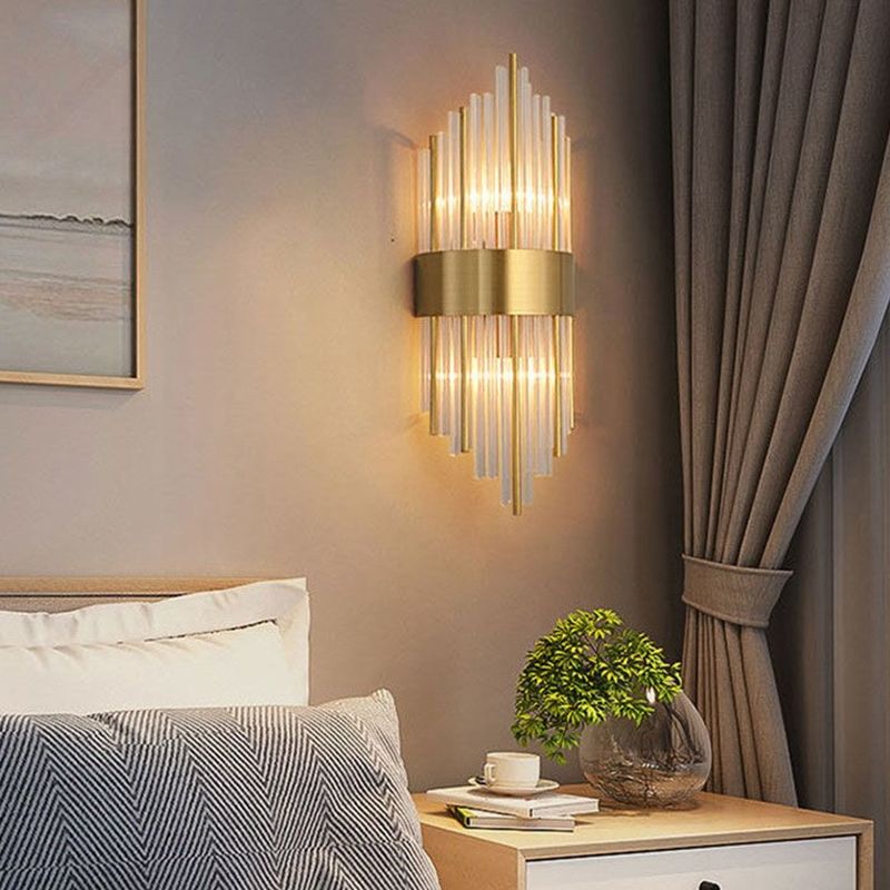 Crystal Geometry Shape Wall Lights Modern Style 2 Light Wall Sconce for Dining Room