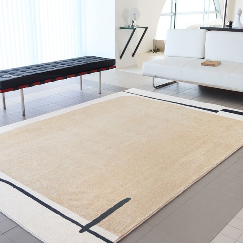 Apricot Modern Area Rug Color Block Polyester Area Carpet Non-Slip Rug for Home Decor
