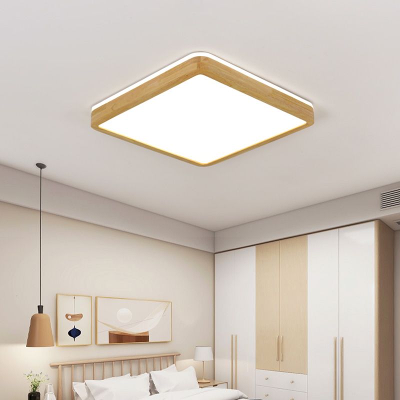 Lámpara empotrada para el hogar, marco de madera, luces de techo LED geométricas