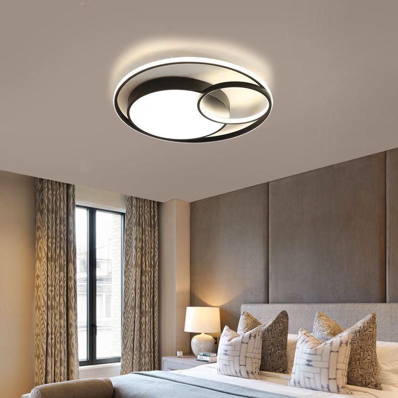 Moderne Schlafzimmer-Deckenleuchte, runde Metall-Umgebungsbeleuchtung, LED-Unterputzleuchte