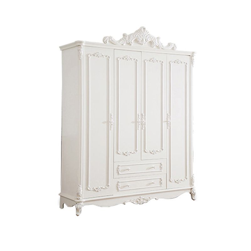 Modern Style White Wardrobe Cabinet Wood Clothes Rail Wardrobe Armoire