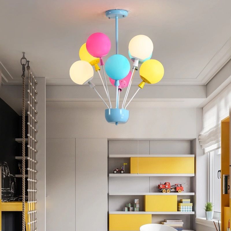 Multi -Head -Macron -Ballon -Kronleuchter -Glas -Kronleuchter -Beleuchtungskörper für Schlafzimmer