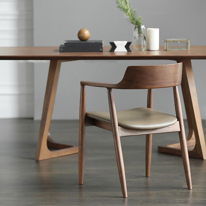 Fauteuil de salle à manger moderne de 22 pouces de large, dossier ouvert avec 4 pieds en bois pour un usage domestique