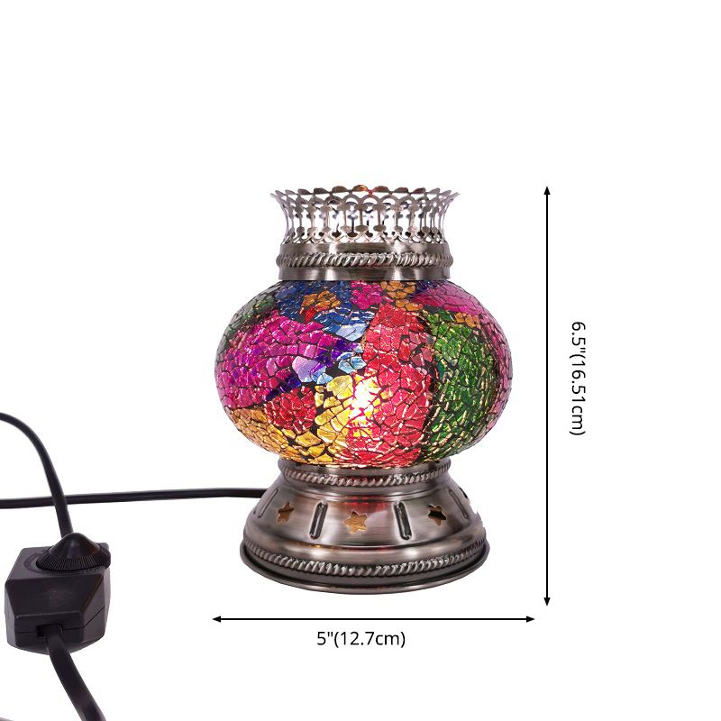 Traditional Lantern Torchiere Lamp 1-Light Stained Glass Table Light for Bedroom