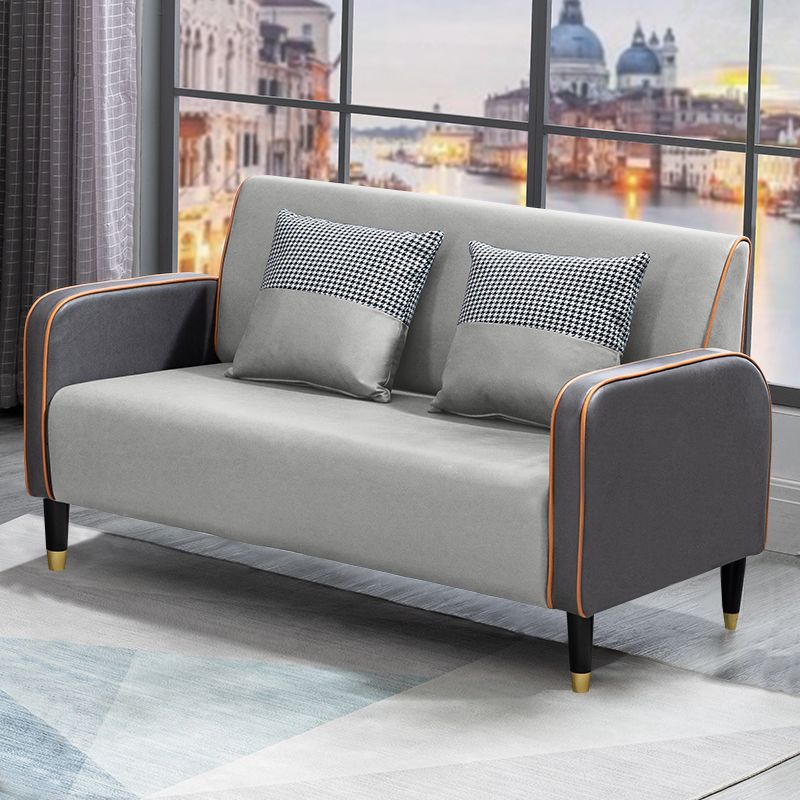Glam Tight Back Square Arm Living Room Faux Leather Standard Seating