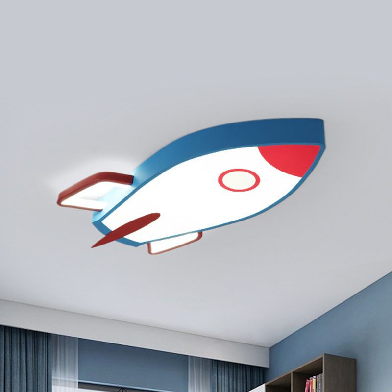 Rocket Bedroom Flushmount Ceiling Fixture Acrylic LED Contemporary Flush Ceiling Light Fixture in Blue