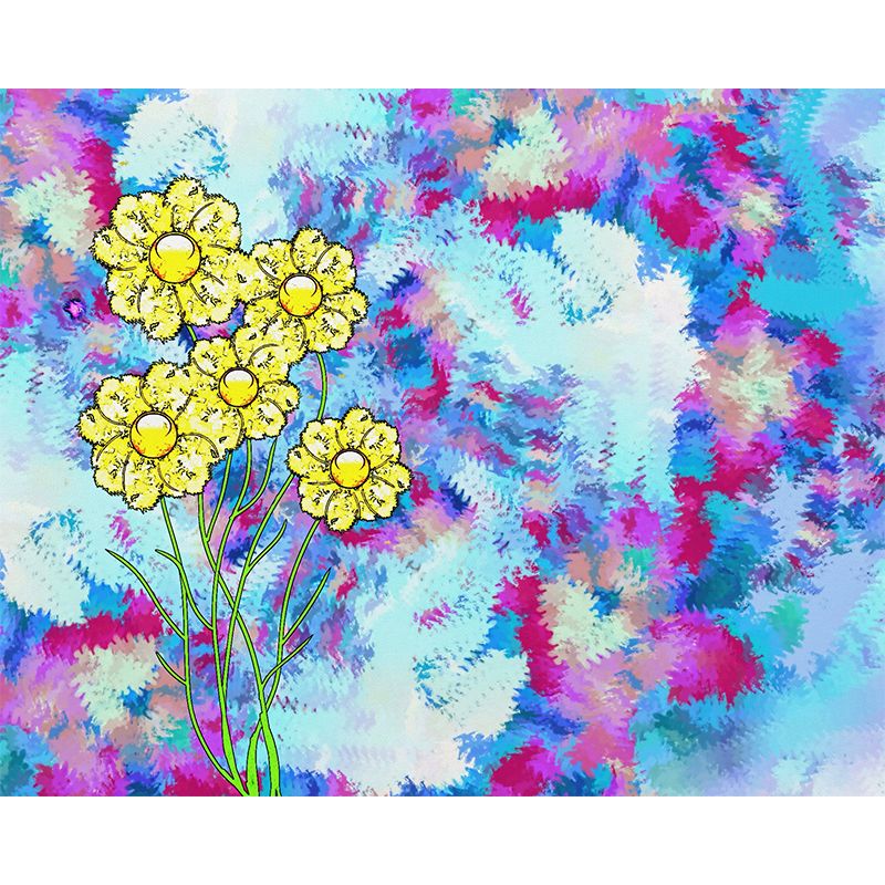 Illustration Stain Resistant Mural Wallpaper Plant Pattern Living Room Wall Mural