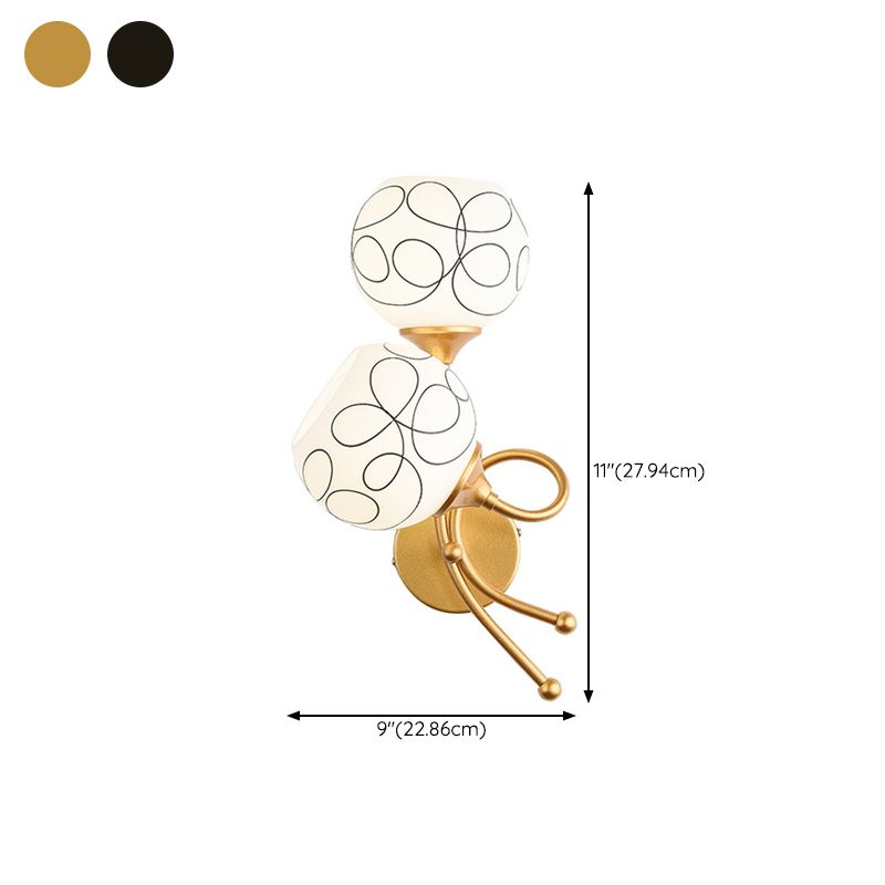 Glass Globe Sconce Light Fixture Modern 2-Light Wall Light for Bedroom