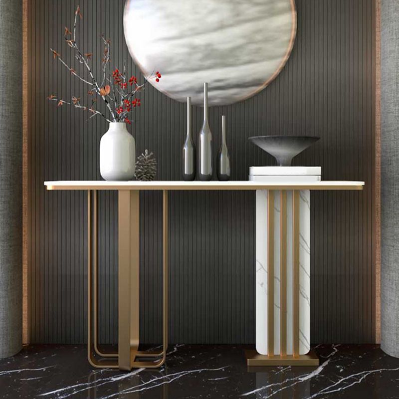 11" Wide Stone Glam Accent Table Rectangle Console Accent Table