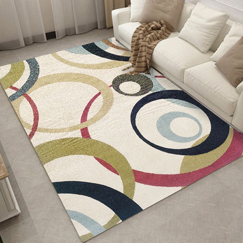Tapis de salon relaxant Aire géométrique multi-couleurs Tapis en polypropylène Polypropylène non glissant Backing Area Washable Area