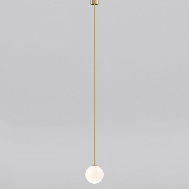 Minimalistischer Ball Anhänger weißes Glas 1 Glühbirnen -Schlafzimmer -Federung mit hängenden Stange