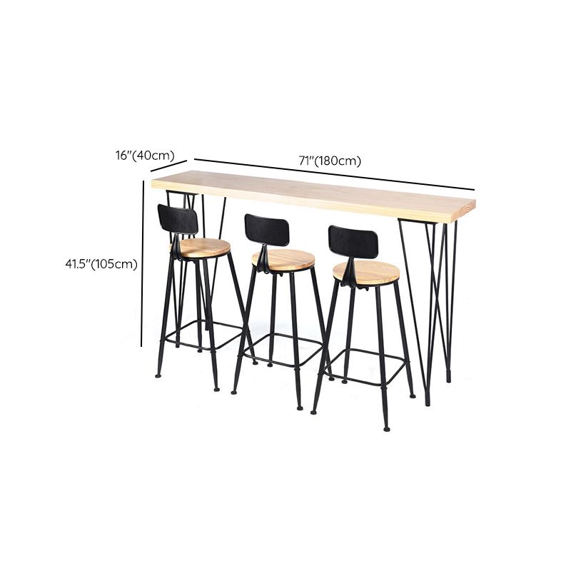 Wood Top Table Industrial Style Bistro Pub Table with 4 Legs