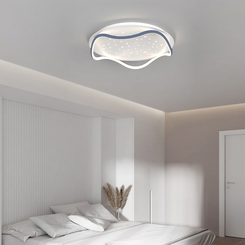 Plafonnier de forme ronde moderne en fer à 2 lumières, montage encastré pour chambre à coucher