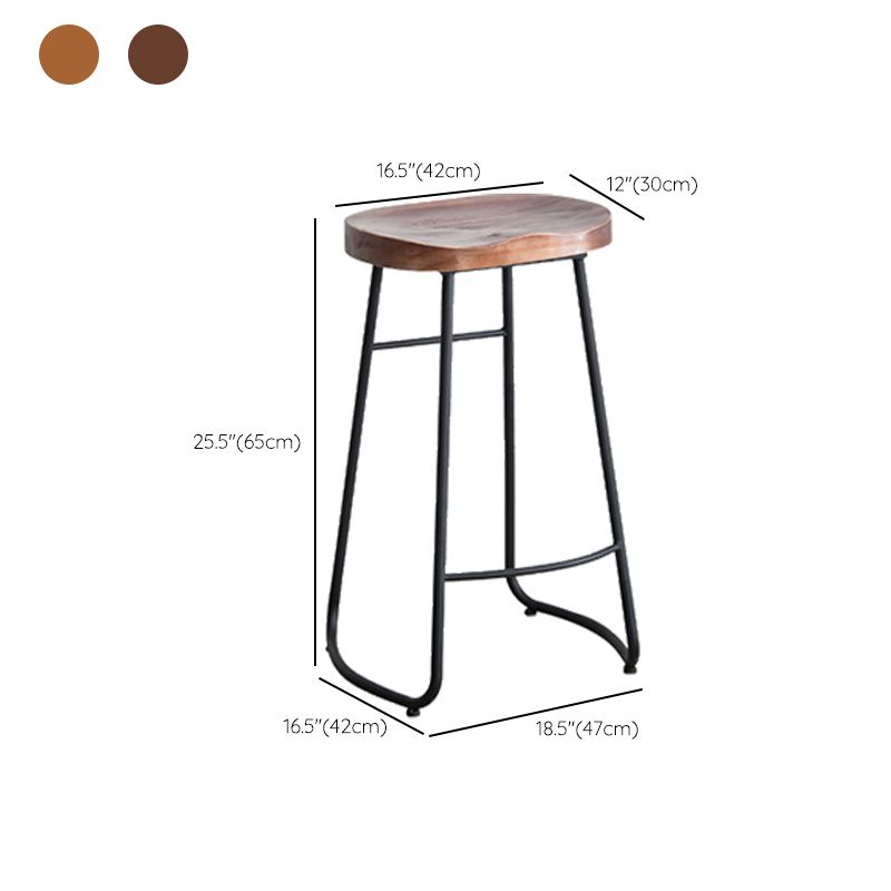 Industrial Indoor Solid Wood Stool Footrest Backless Contoured Seat Dining Stool