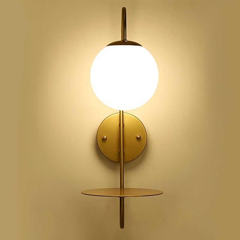 Modern Glass Wall Sconce Lighting Metal Gooseneck Wall Light for Bedroom