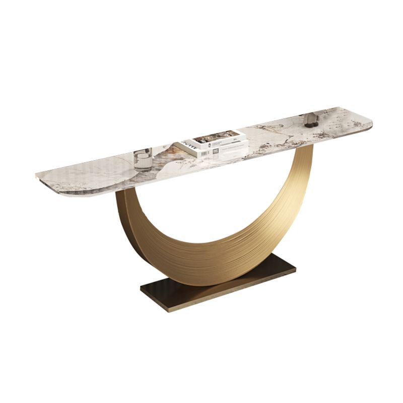 Stone Half Moon Console Table Modern 33.46" Tall Accent Table