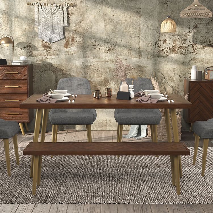 Mesa de comedor de madera maciza de estilo de lujo 4 Pats Base Rectangle Mesa para el hogar