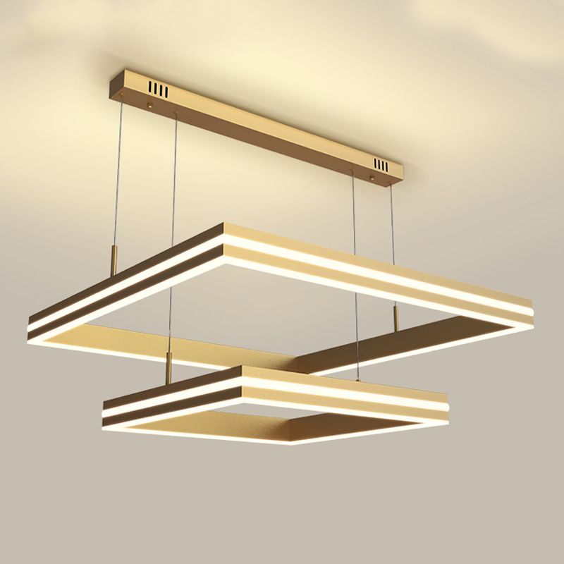 Luces de lámpara de araña de forma cuadrada de metal moderno 2 accesorios de iluminación de lámpara de luz