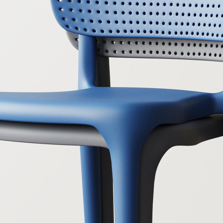 Silla de comedor de plástico contemporánea abierta en casa silla lateral apilable