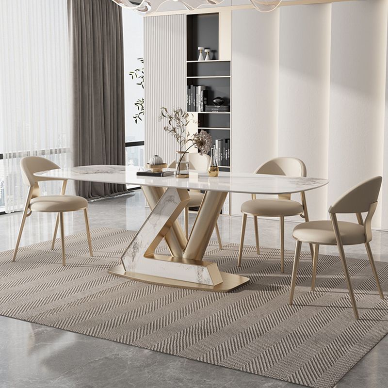 Nordic Sintered Stone Top Dining Set Rectangle 1/4/5/7/9 Pieces Dining Room Table Set