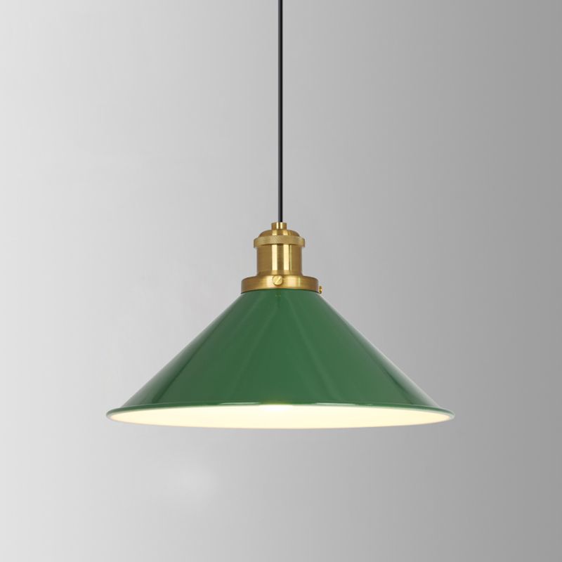 1-Light Industrial Pendant Lighting Fixtures Green Wrought Iron Ceiling Pendant