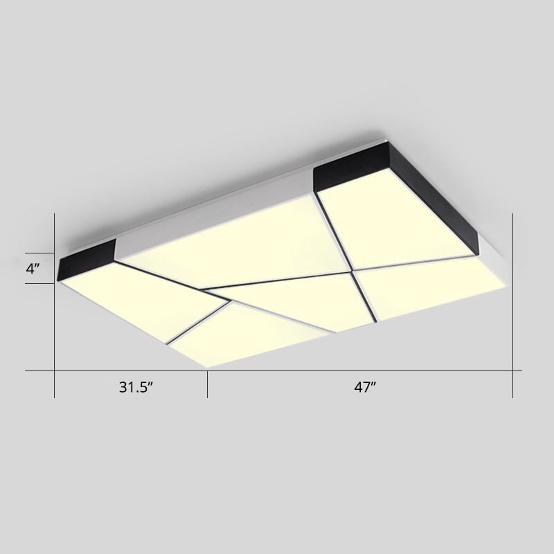 Minimalist Splicing Ceiling Lamp Acrylic Living Room LED Flush Mounted Light in Black-White