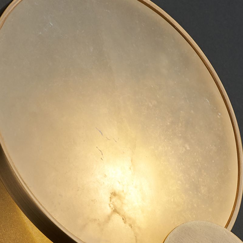 Retro Style Brass Wall Light Round Shape Gold Wall Sconce with Mica for Living Room