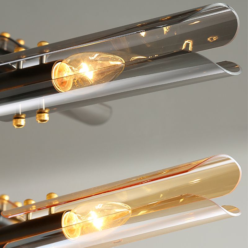 Glazen geometrische hanglamp in moderne creatieve stijl smeedijzeren kroonluchter voor eetkamer