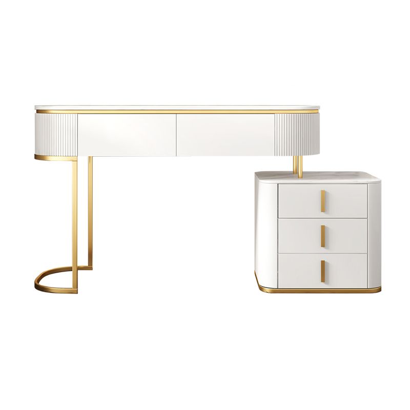 5 Drawers Vanity Set with Padded Stool 29.52" High Dresser in White