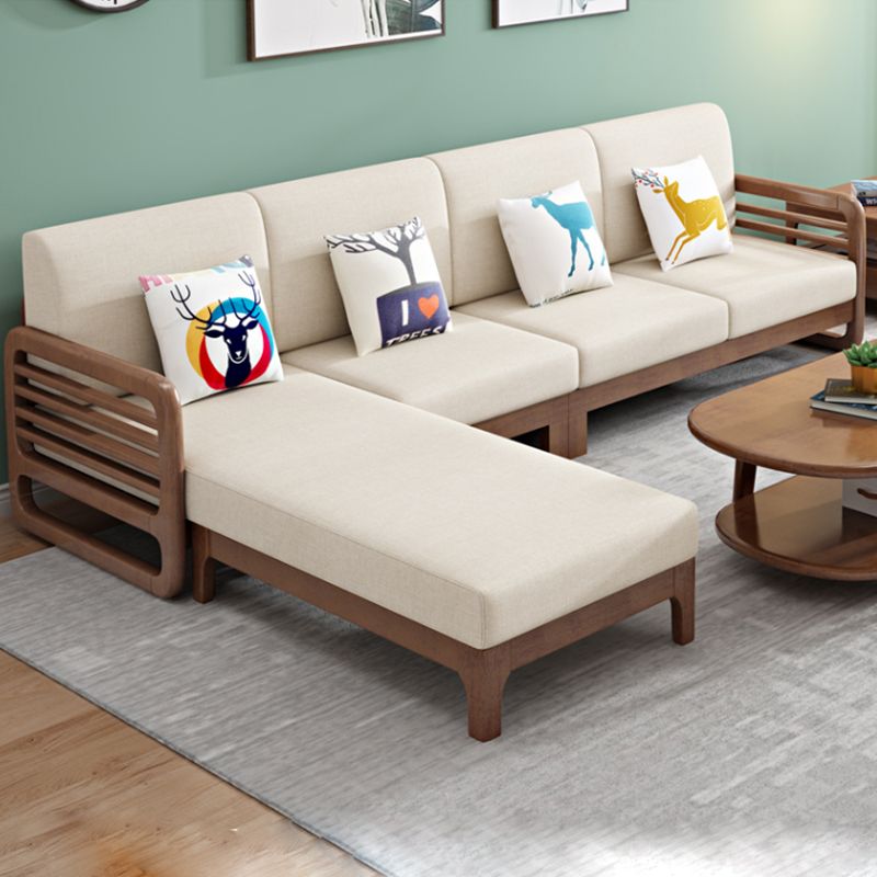 Nordic Fabric Sofa Chaise Living Room Square Arm Cushions Sofa Bed