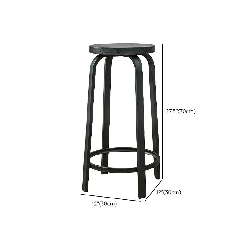 Industrial Metal Counter Height Stools Armless Bar Stool in Black