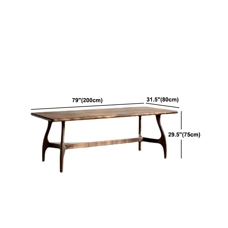 Brown Dining Table Contemporary Style Solid Wood Rectangle Dinner Table