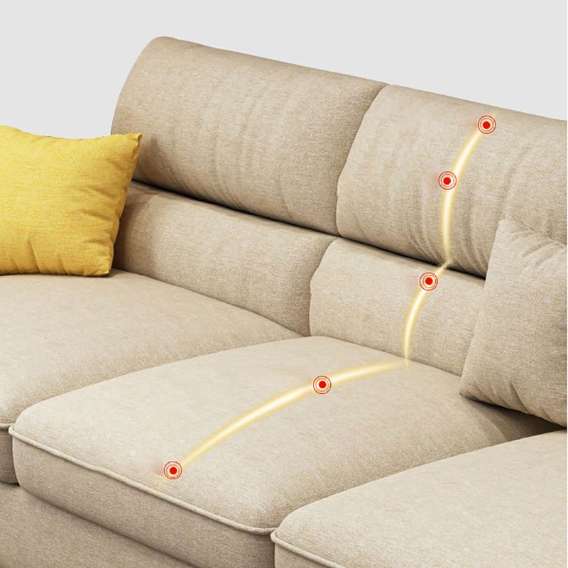 Nordic Stationary Living Room Recessed Arm Cushions Sofa Chaise