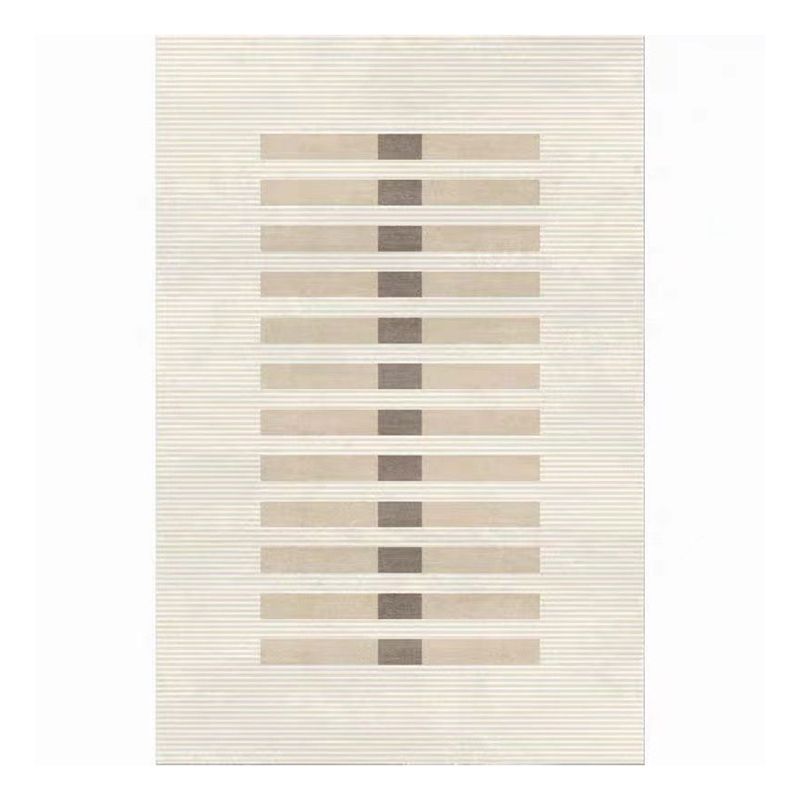 Beige Modern Rug Polyester Striped Rug Non-Slip Backing Rug for Drawing Room