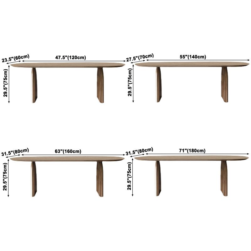 Eigentijdse stijl huis vaste houten ovale eettafel met dubbel voetstuk