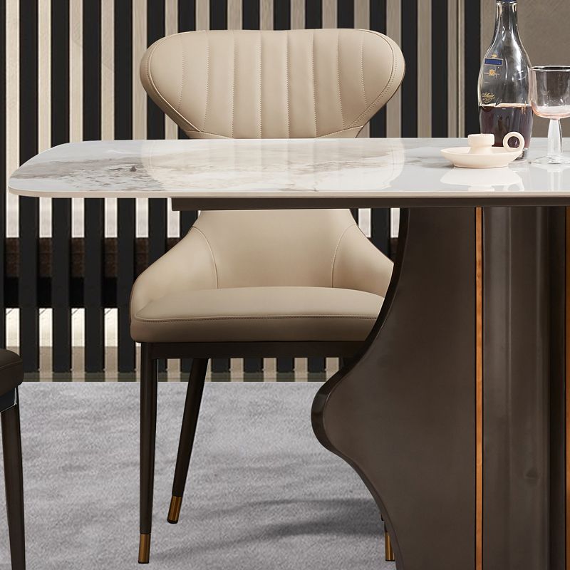 Modern Simple Side Chair Faux Leather Armless Dining Chair for Living Room