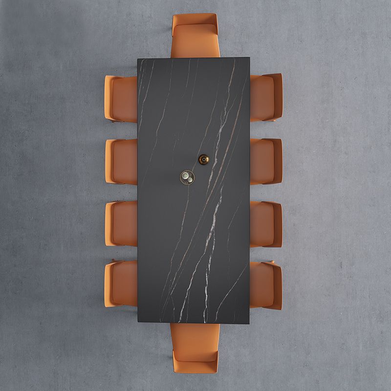 Modern Aluminium Dinette Set 1/2/4/9/10/11 Pieces Black Sintered Stone Dining Table Set