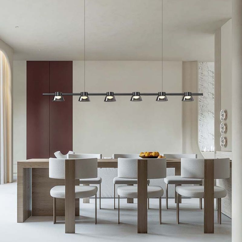 Linear Pendant Lighting Modern Glass Island Lighting for Dining Room