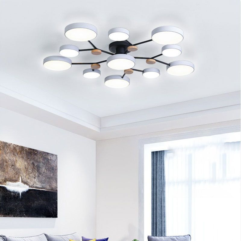 Multiple-Light Drum Flush Light Modern Metal Flush Mount Ceiling Light