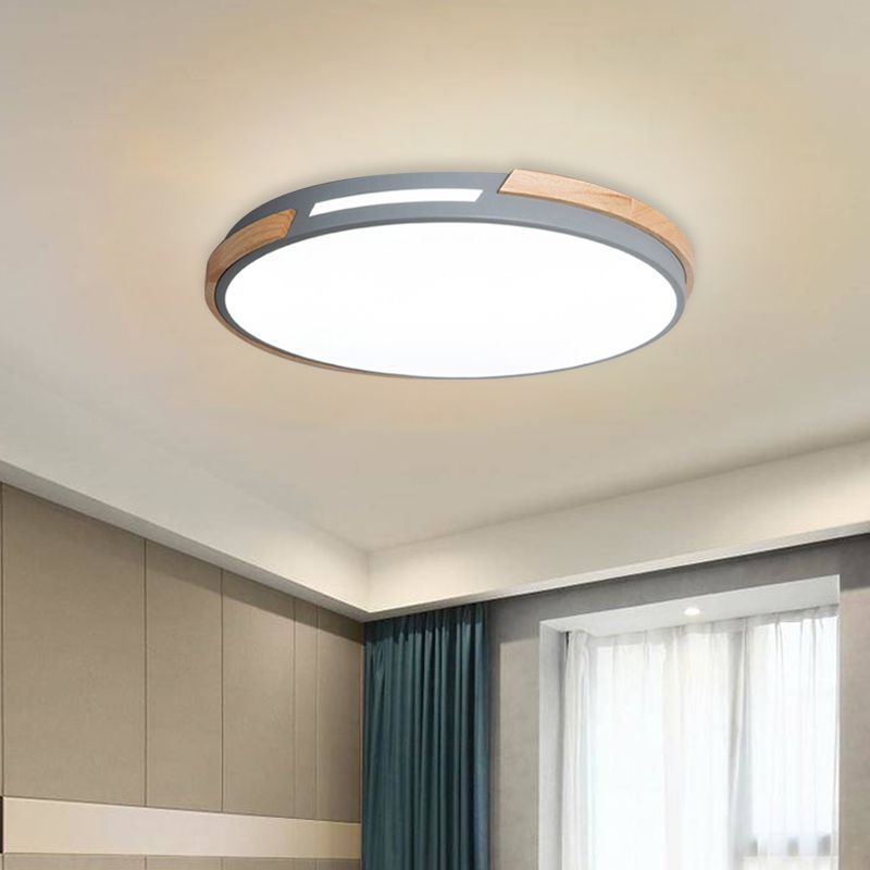Flat Circle LED Flush Soffitto Light Macaron Style Acrilico Verde / Grigio / Bianco Lampada per Dining Room Corridor