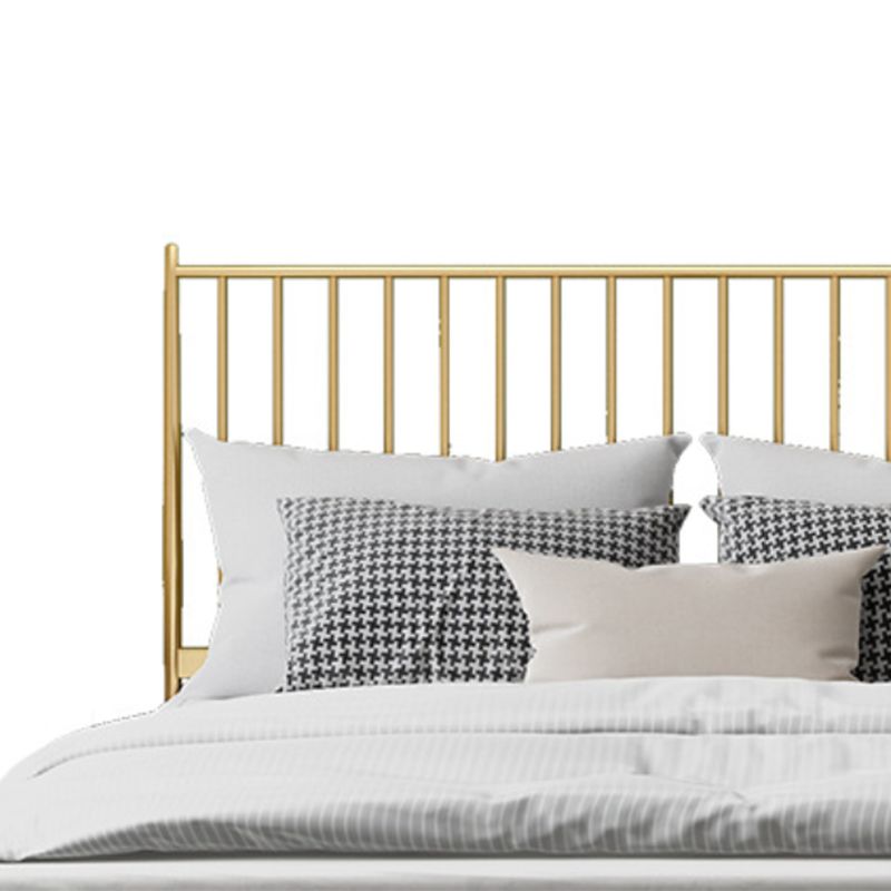 Contemporary Iron Open Frame Bed with Spindle Headboard for Bedroom