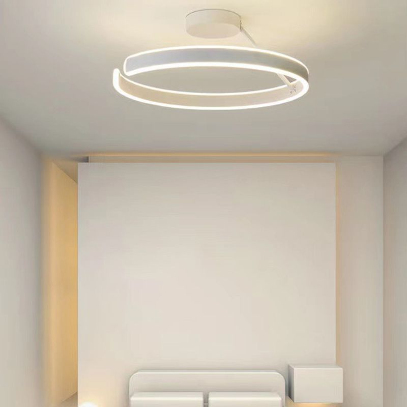 Metal Geometric Semi Flush Mount Fixture Modern Semi Flush Light Fixture in White