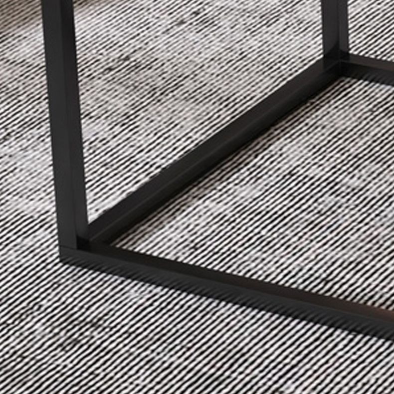 Contemporary Square Nesting Coffee Table Set with Glass Top and Iron Base