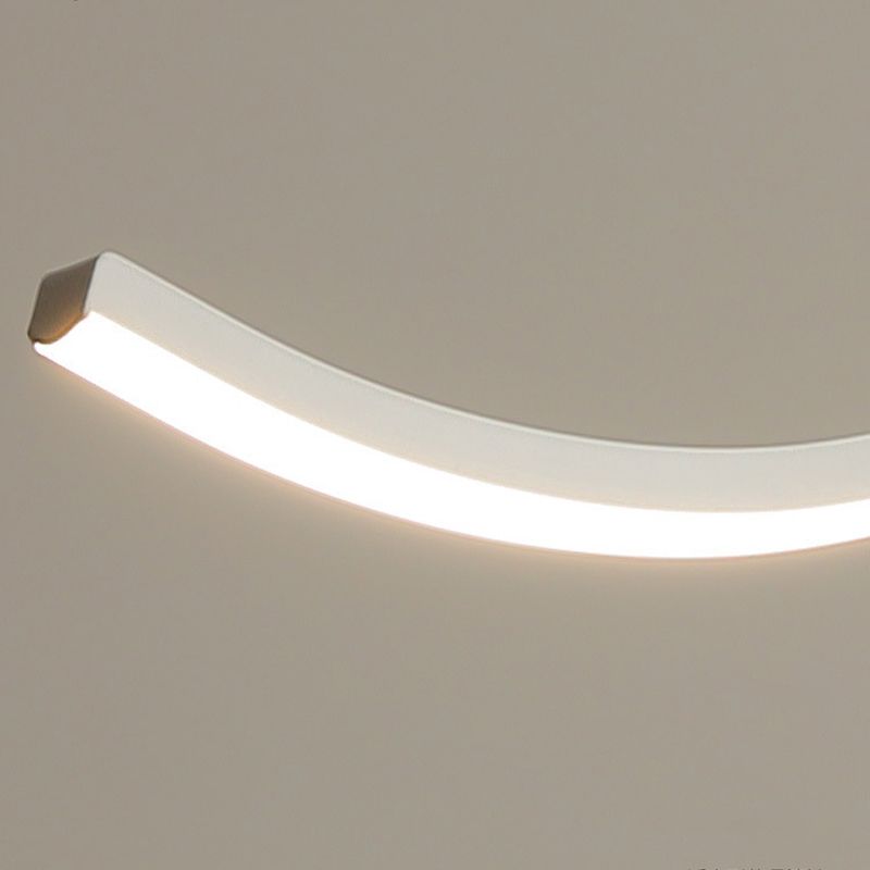 Single White Contemporary Kitchen Island Lighting LED Metallic Ceiling Light